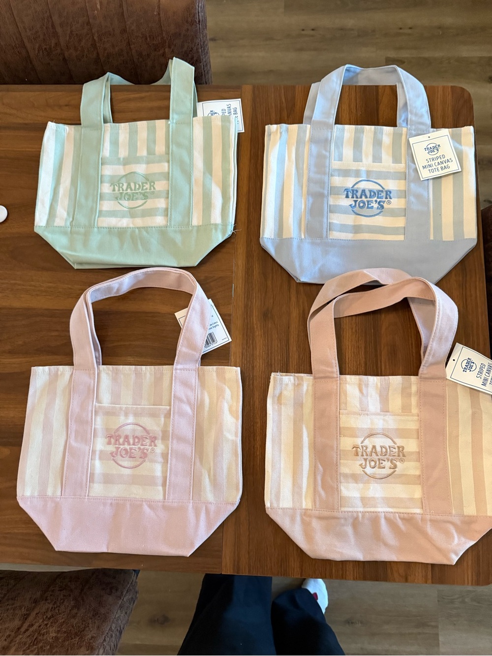 Trader joe Stripe Mini Tote Bag - Pink, Blue, Mint, taupe